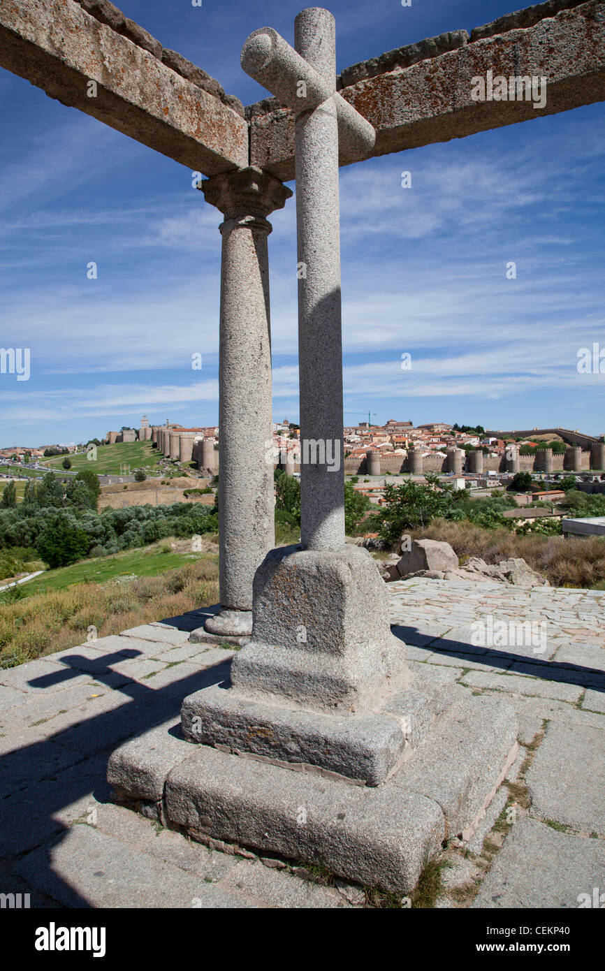 Spain, Castile and Leon, Avila, The Four Posts Monument (Los Cuatro Postes) Stock Photo