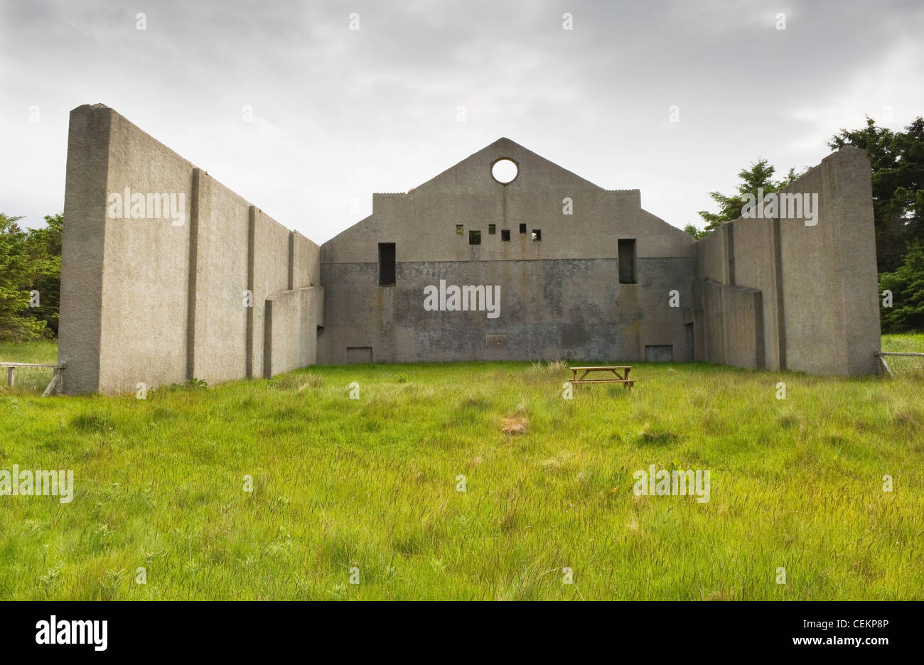 Old derelict World War Two cinema on the island of Flotta, Orkney Islands, Scotland. Stock Photo