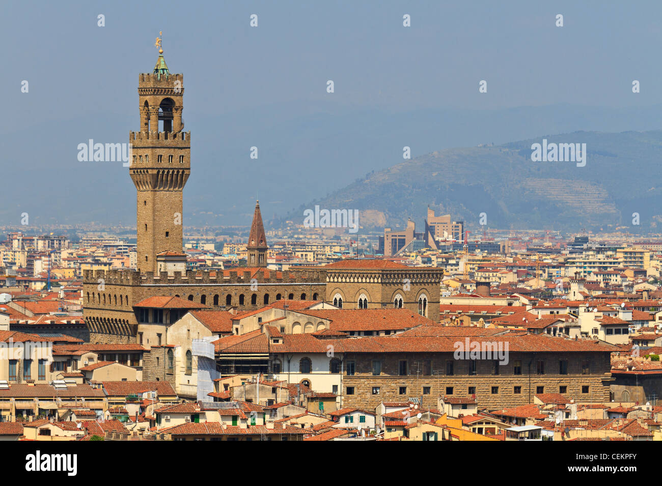 Palazzo Vecchio Tower / Campanile, Florence, Tuscany, Italy Stock Photo