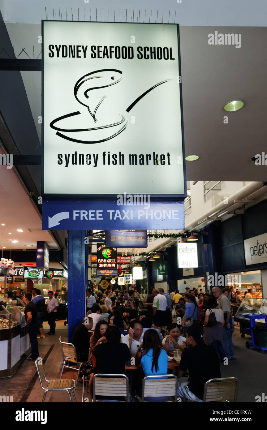 Seafood school in Sydney Fish Market in Sydney Australia Stock Photo