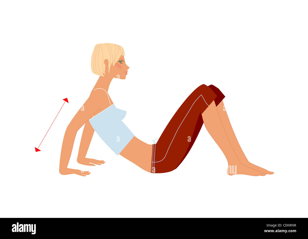 Female sitting on floor doing arm exercises Stock Photo Alamy