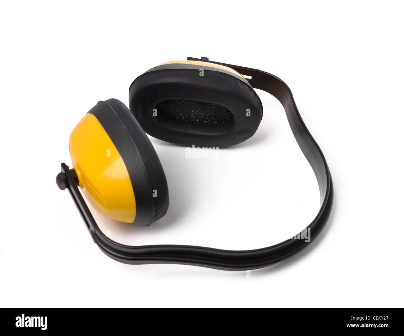 yellow earmuffs isolated on white Stock Photo Alamy