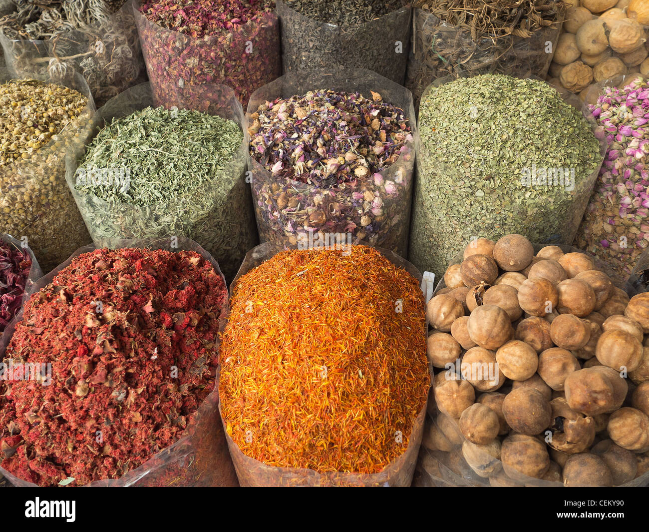 Dubai dried herbs flowers spices in the street shop Stock Photo Alamy