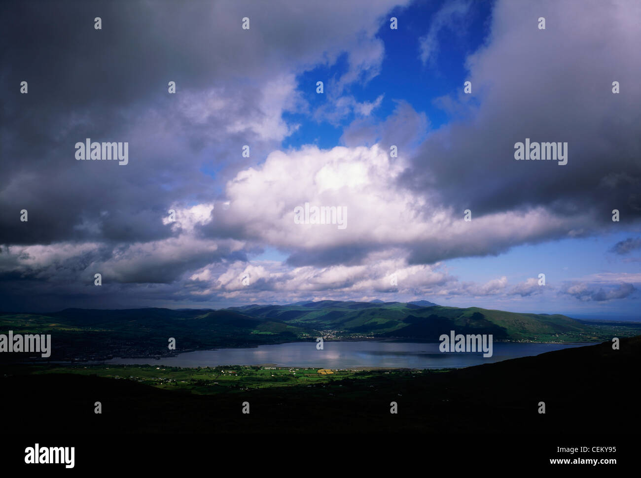Co Down, Panorama Of Mourne Mountains And Carlingford Lough, Ireland Stock Photo