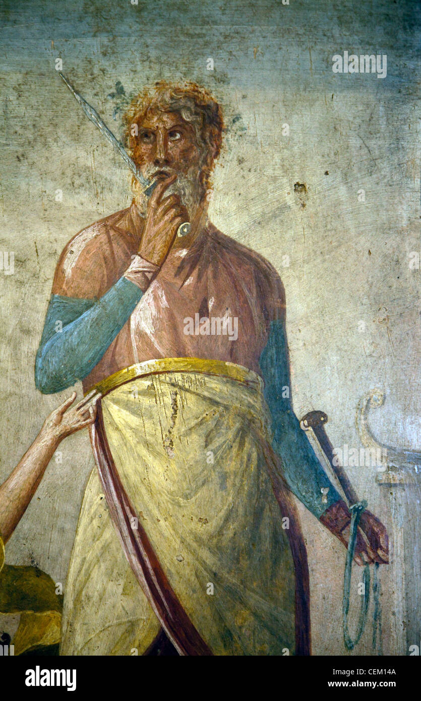 Italy, Naples Museum, from Pompeii, House of the Tragic Poet (VI, 8, 5), Iphigenia's Sacrifice Stock Photo