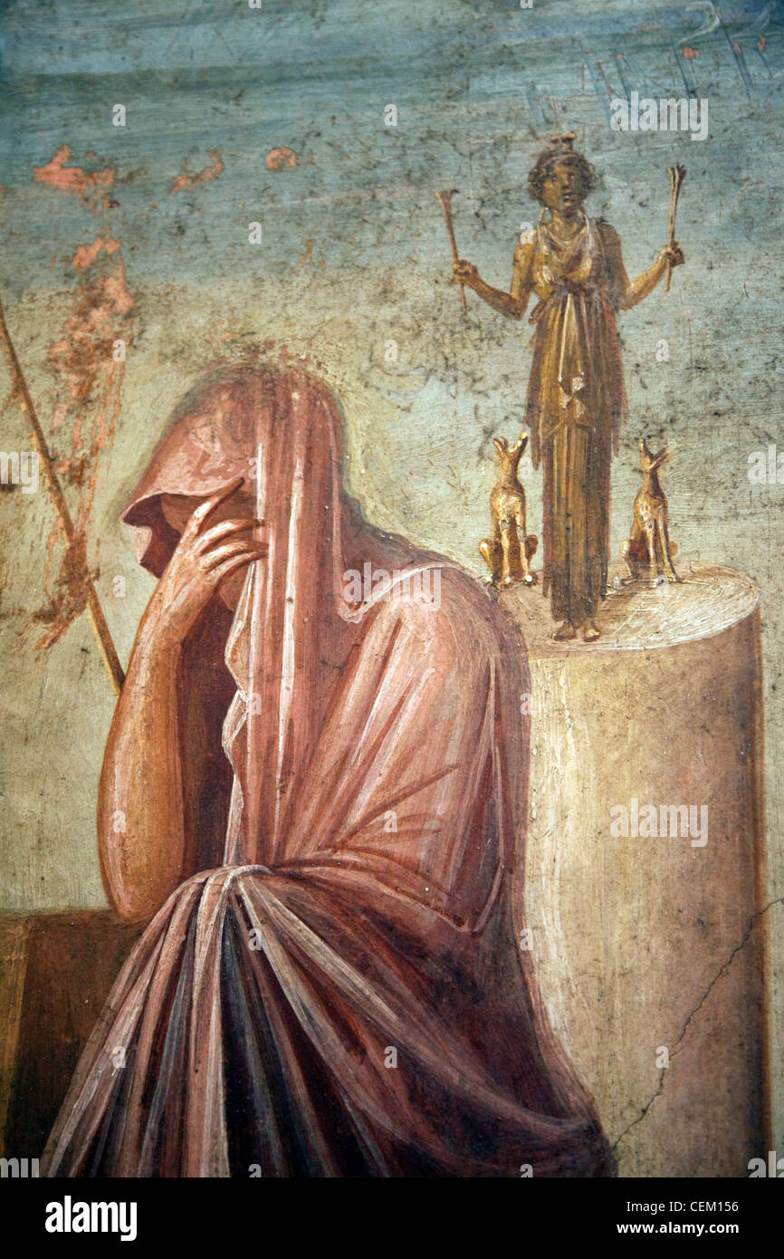 Italy, Naples Museum, from Pompeii, House of the Tragic Poet  (VI, 8, 5), Iphigenia's Sacrifice Stock Photo