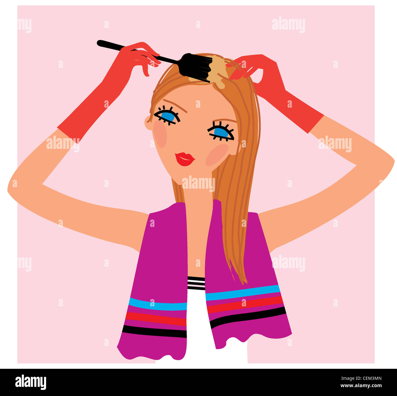Hair Dyeing Step By Step Step An Illustration Of Female Long Red