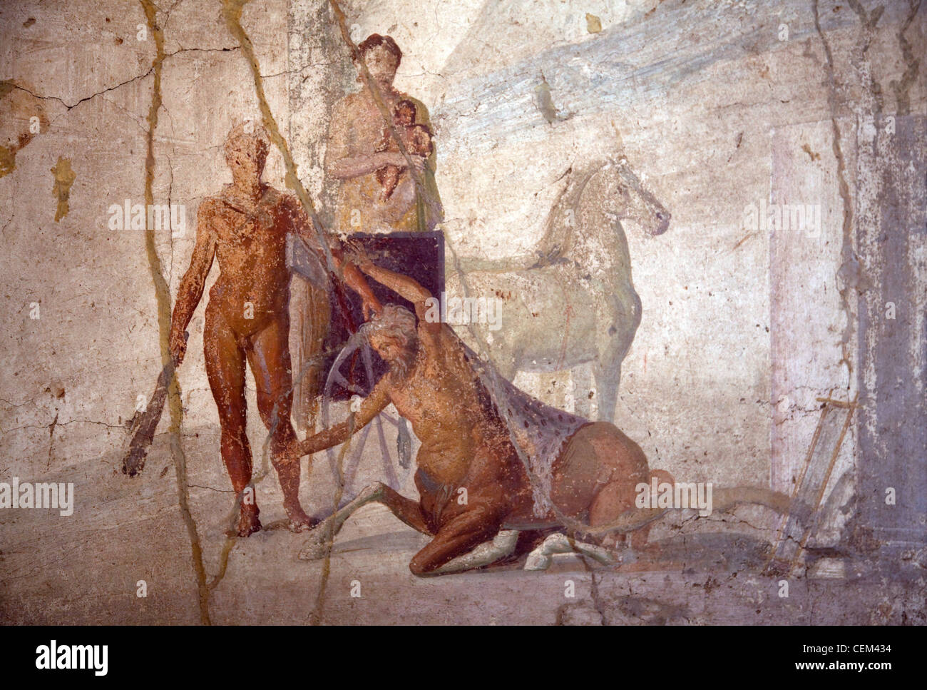 Italy, Naples, Naples Museum, from Pompeii, House of Jason (IX 5, 18), Heracles and Centaur Stock Photo