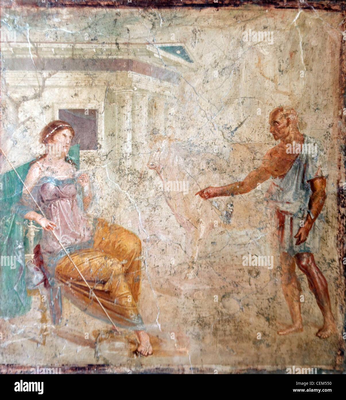 Italy, Naples, Naples Museum, from Pompeii, House of Vettii (VII 4, 48), Daedalus and Pasiphae Stock Photo