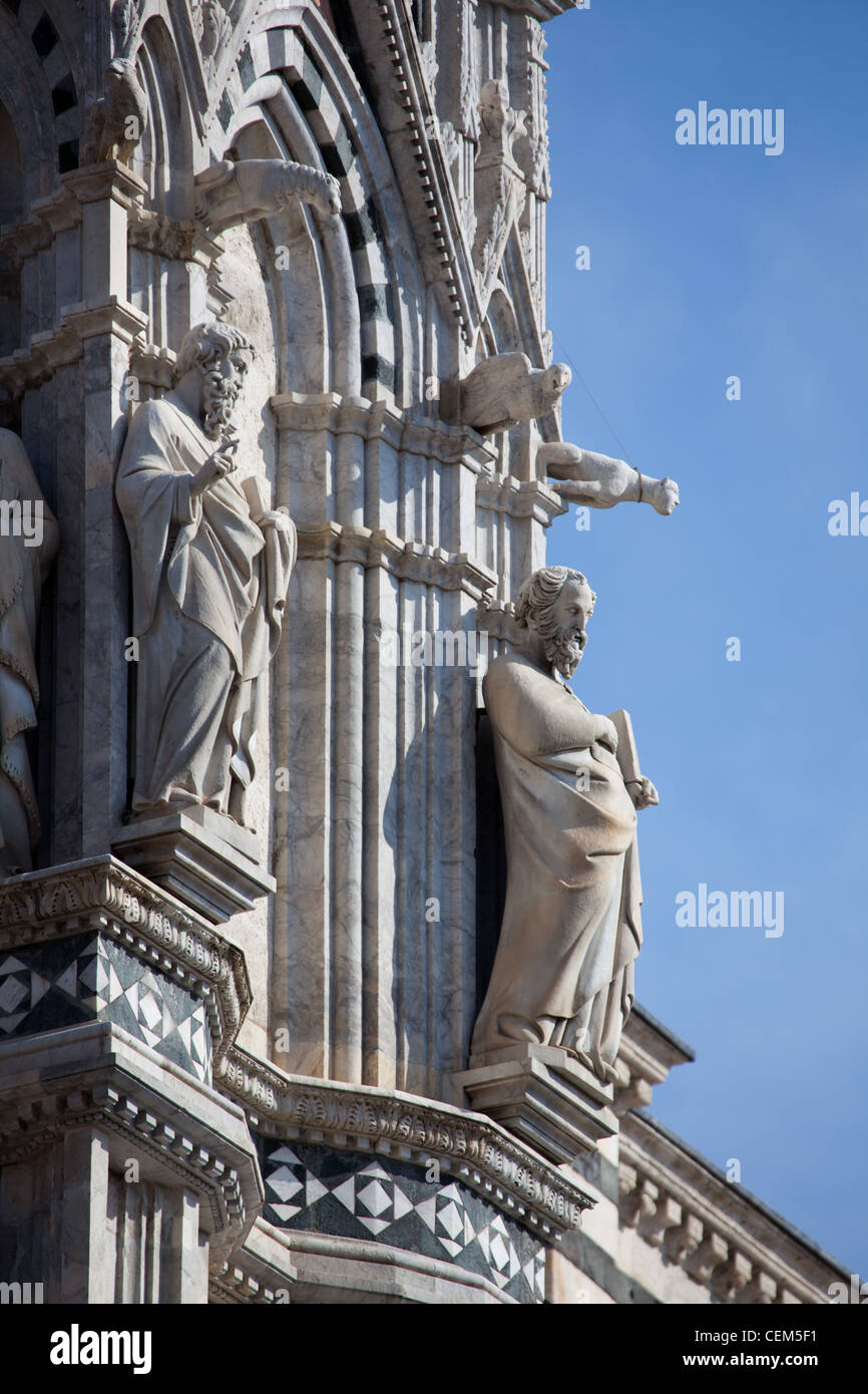 Italy, Siena, Siena Cathedral, Statues and Gargoyles Stock Photo