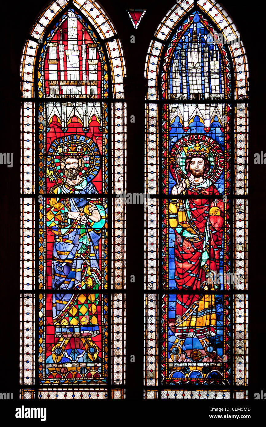 France, Alsace, Strasbourg, Strasbourg Cathedral, Stained Glass Window