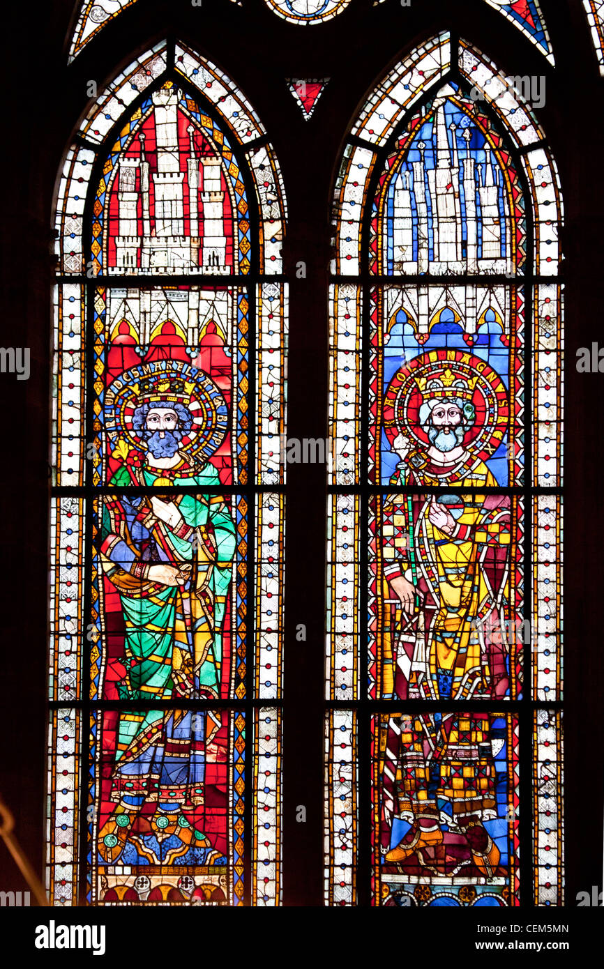 France, Alsace, Strasbourg, Strasbourg Cathedral, Stained Glass Window