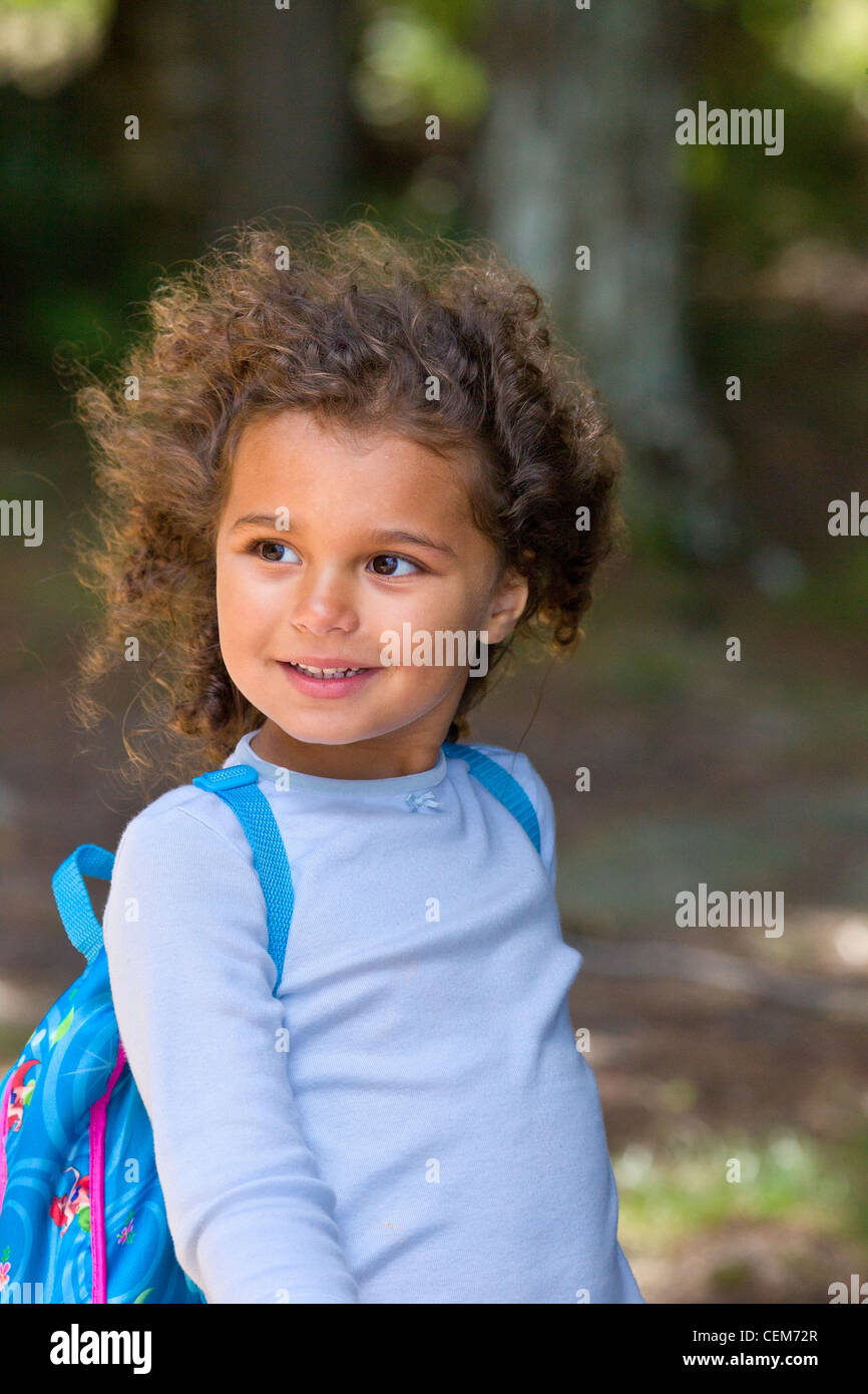 Young Girl With Curly Hair Hiking Stock Photo 43470527 Alamy