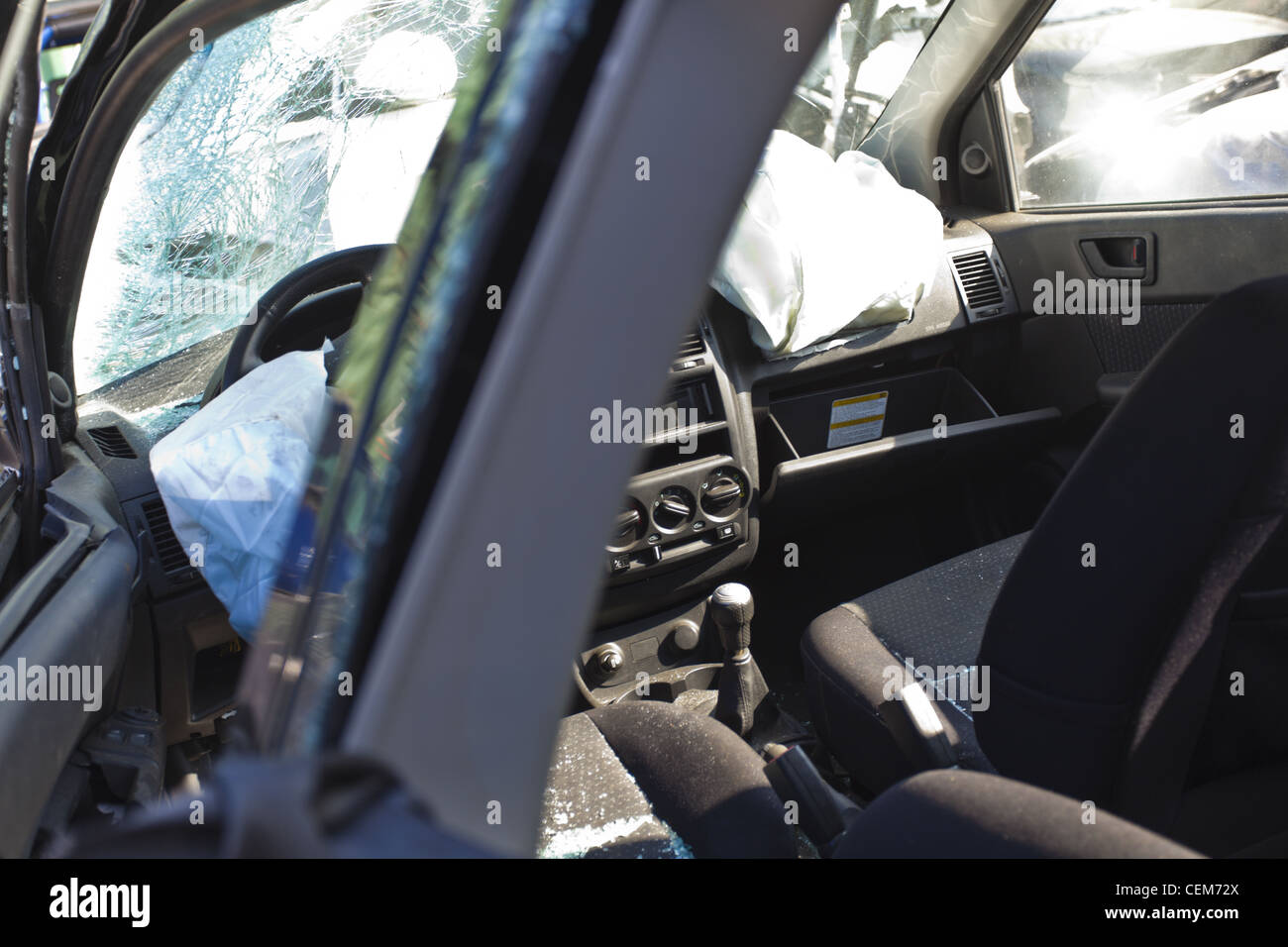 Airbag of after an accident Stock Photo Alamy