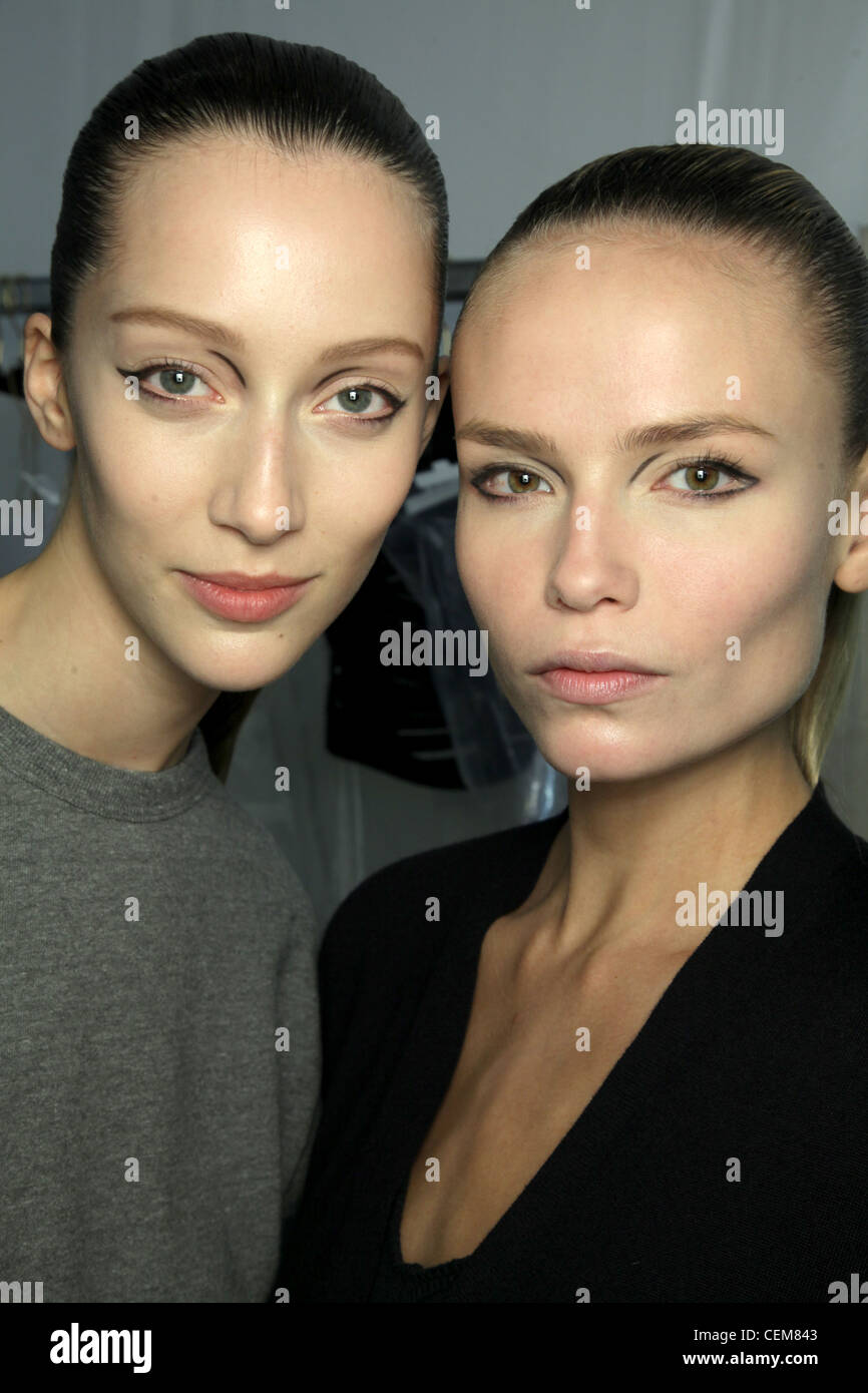 Louis Vuitton Paris Backstage Ready to Wear Autumn Winter A female a  backcombed bouffant hairstyle, light brown pencilled Stock Photo - Alamy