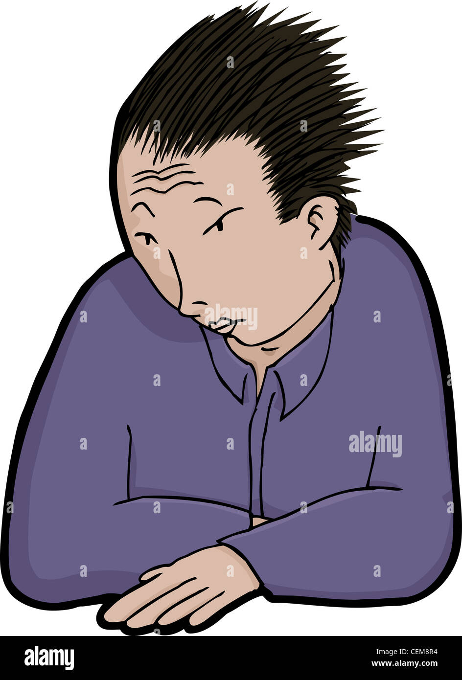Young Asian Man With Spiky Hair Isolated Over White Stock Photo