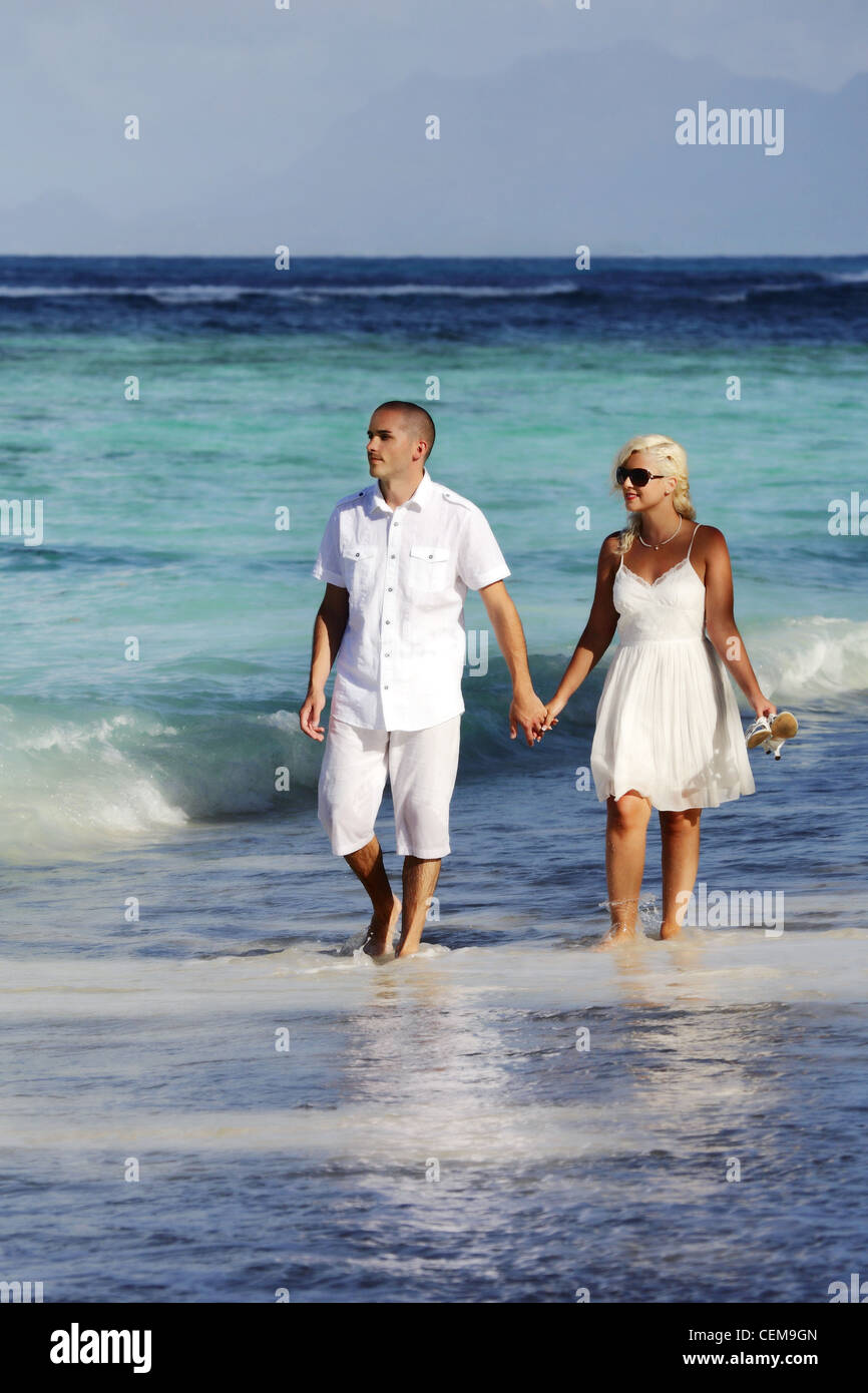 Couple in Seychelles Stock Photo