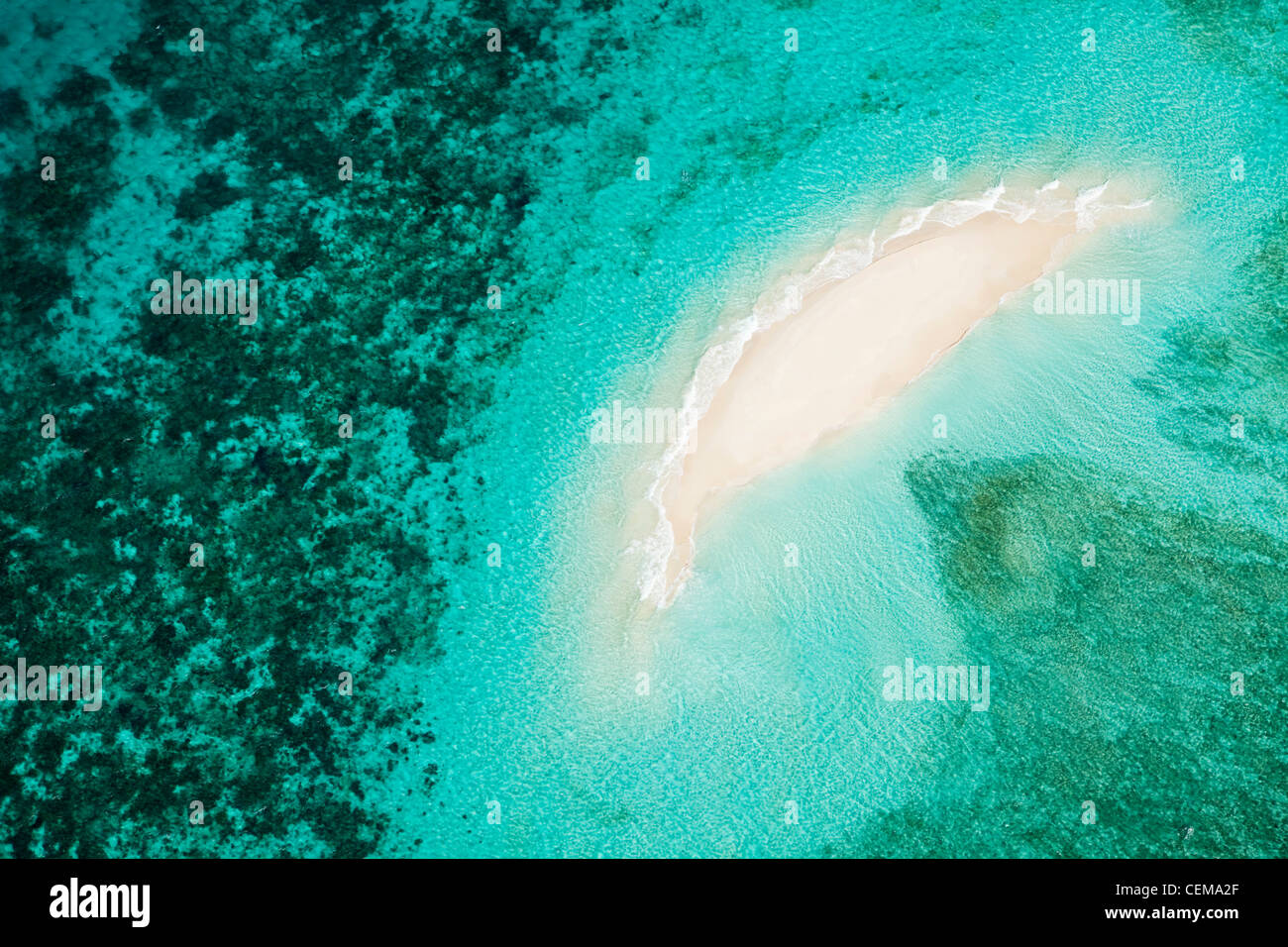 Aerial view of Vlassof Cay, near Cairns. Great Barrier Reef Marine Park, Queensland, Australia Stock Photo