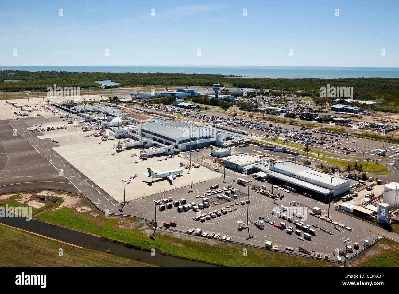 Aerial view of Cairns airport. Cairns, Queensland, Australia Stock Photo