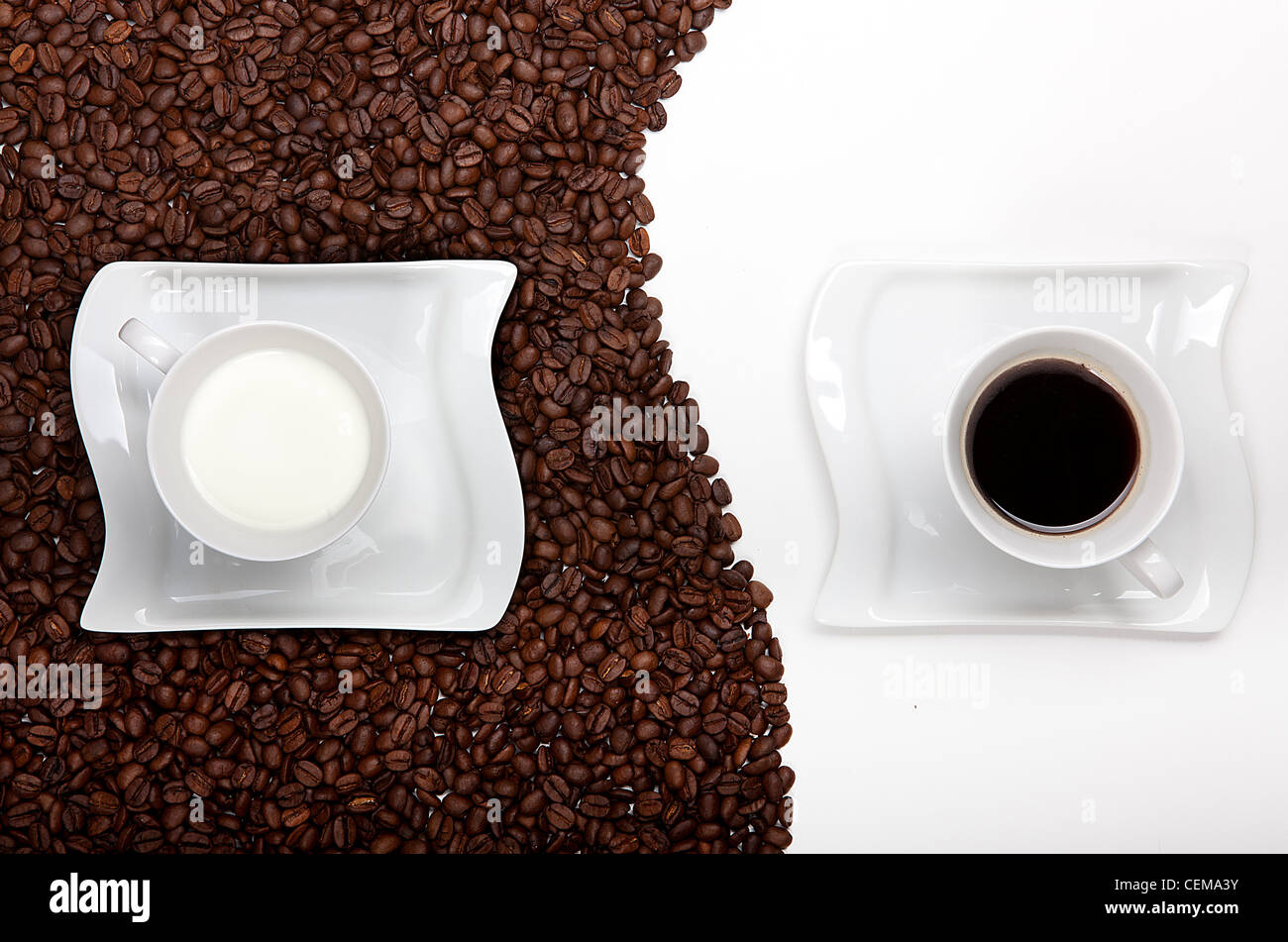 Cafe and Milk ying and yang Stock Photo