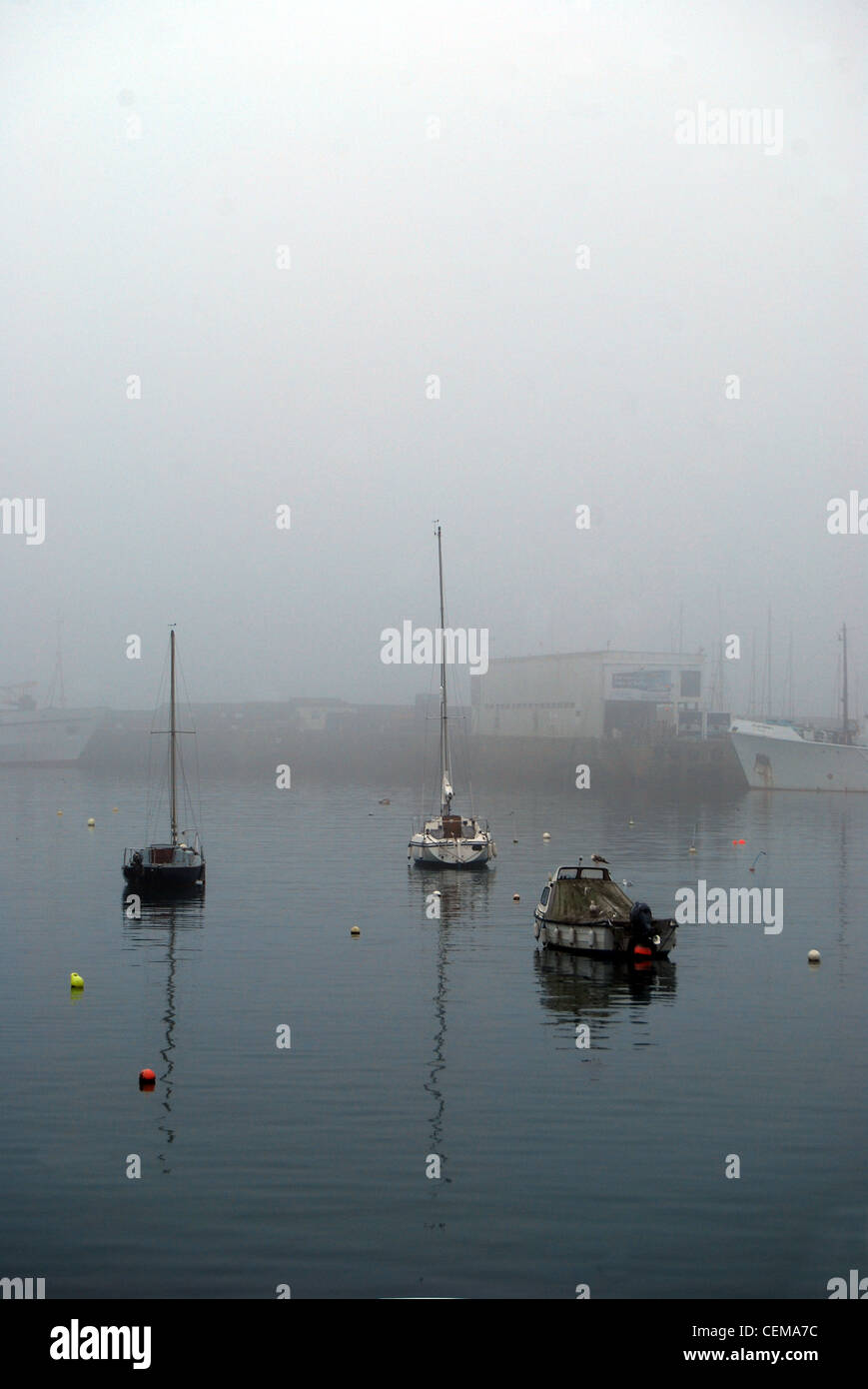 Misty Newlyn harbour number 3019 Stock Photo