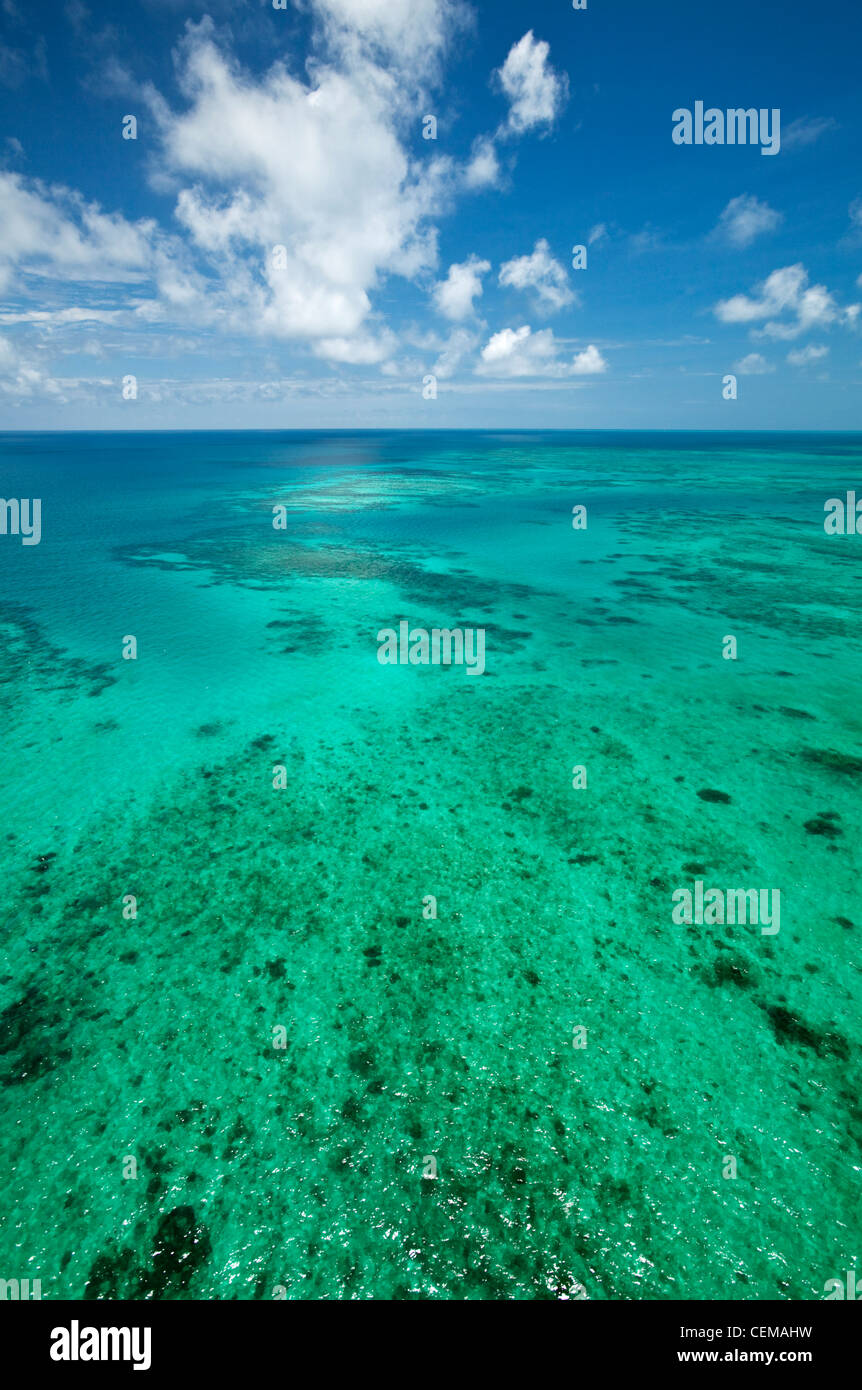 Aerial view of Vlassof Reef, near Cairns. Great Barrier Reef Marine Park, Queensland, Australia Stock Photo