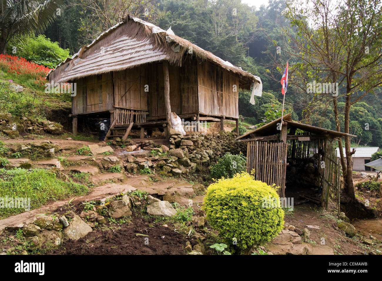 Traditional wooden house in rural countryside, Thailand, Chiang Mai province Stock Photo Alamy