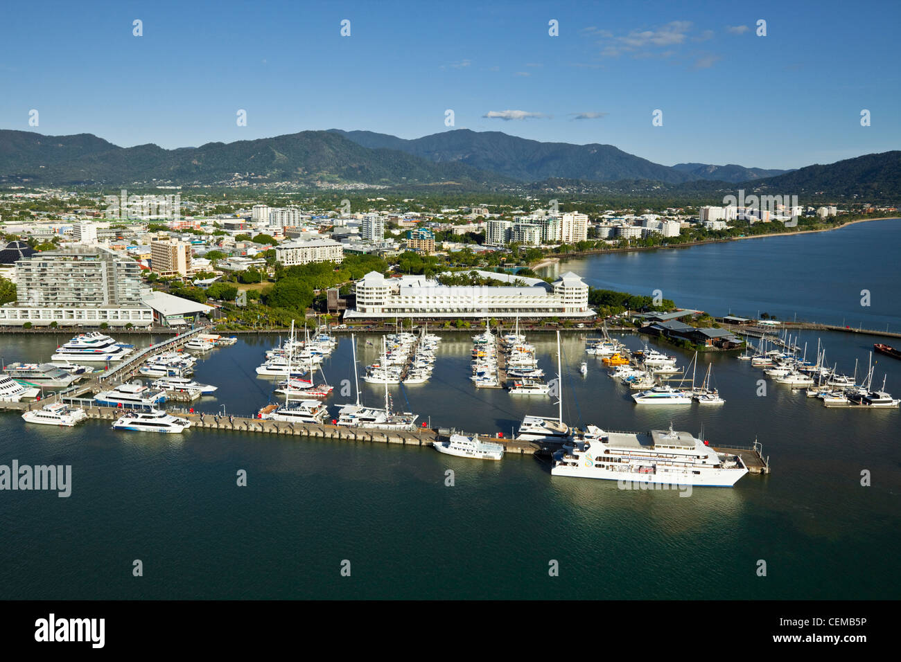 Aerial view of Marlin Marina and city centre. Cairns, Queensland