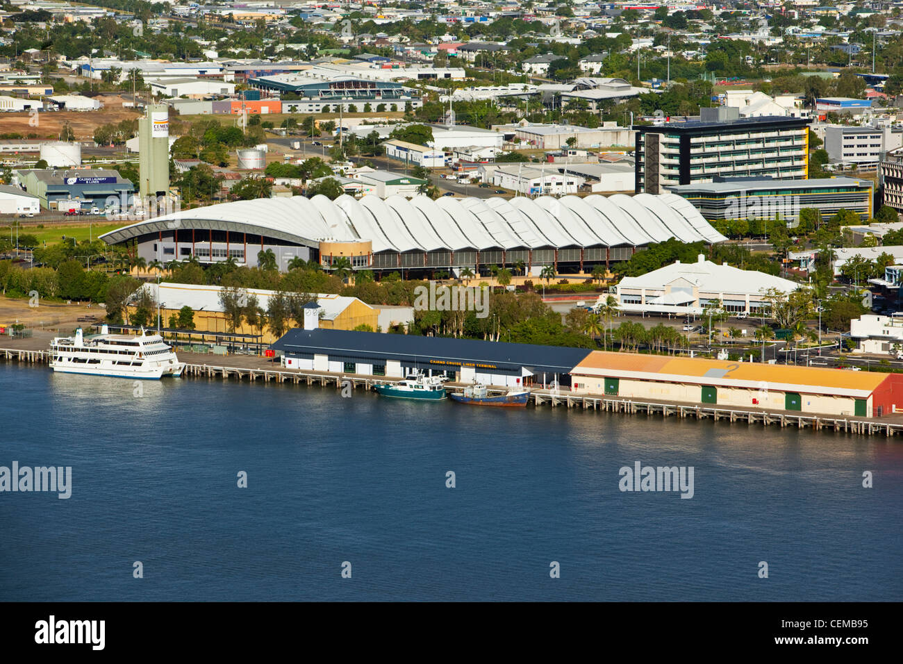 Aerial view of Cairns Cruise Liner Terminal and Convention Centre. Cairns, Queensland, Australia Stock Photo