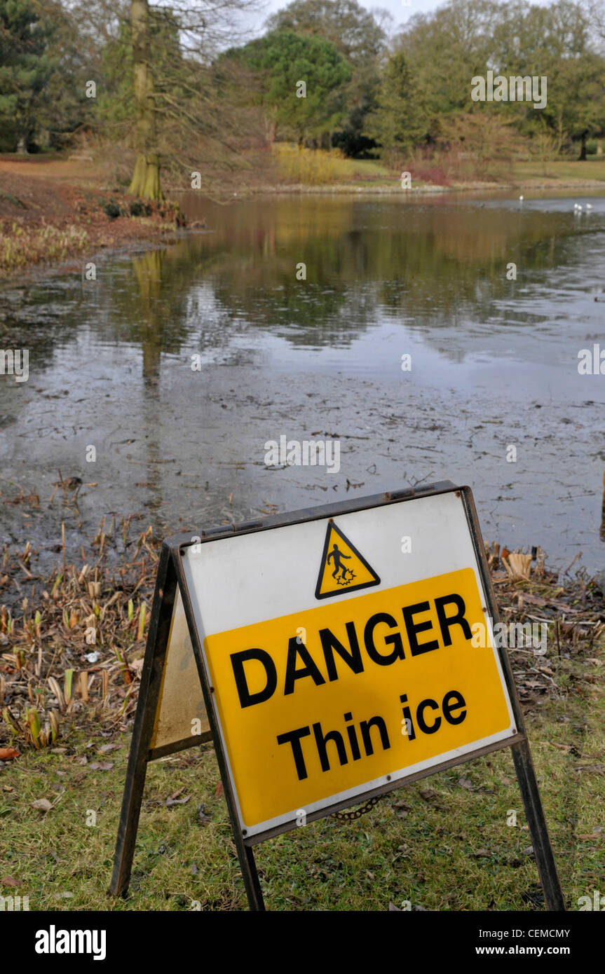 Danger, Thin Ice sign Stock Photo