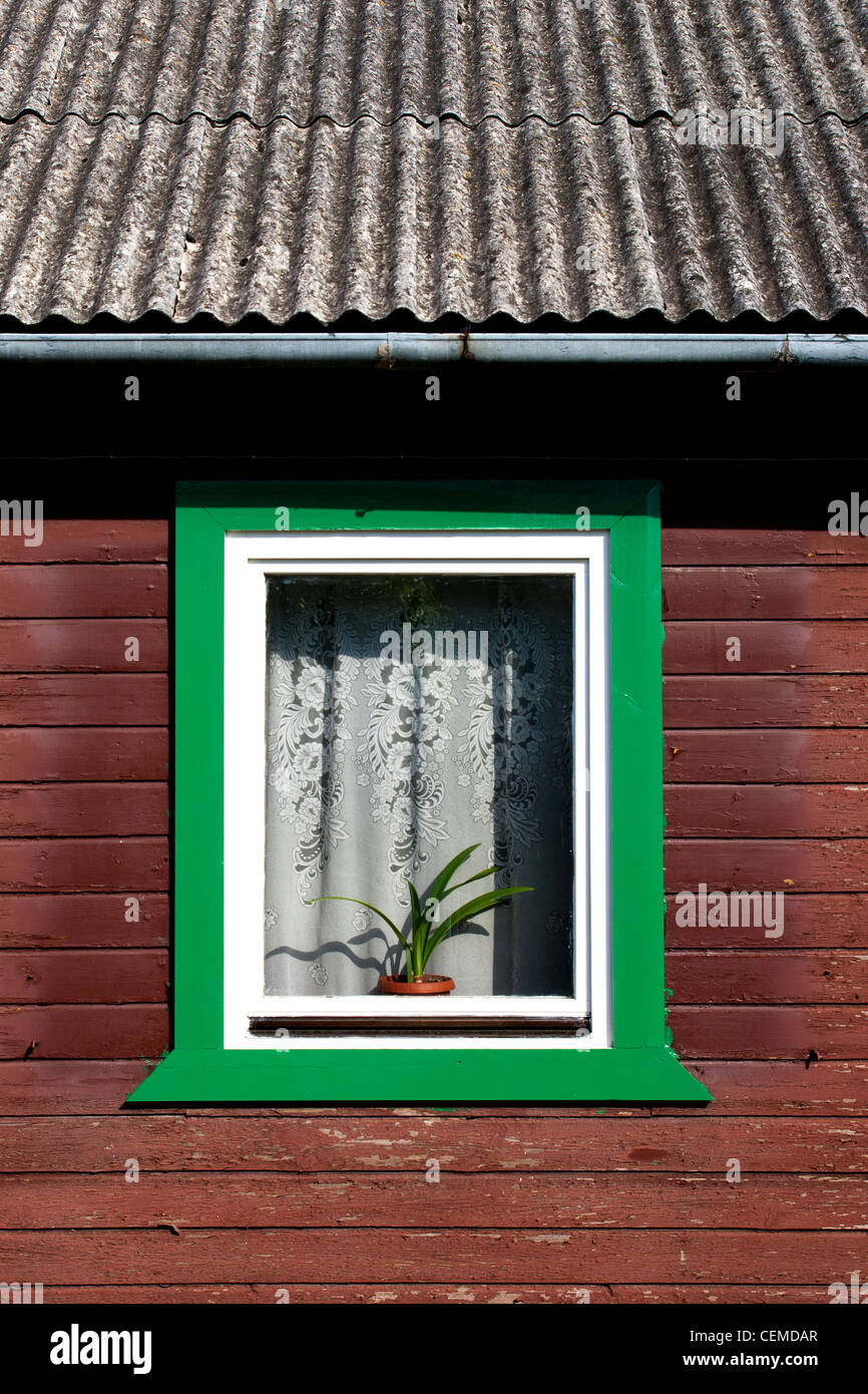 old wooden window in wood wall Stock Photo - Alamy