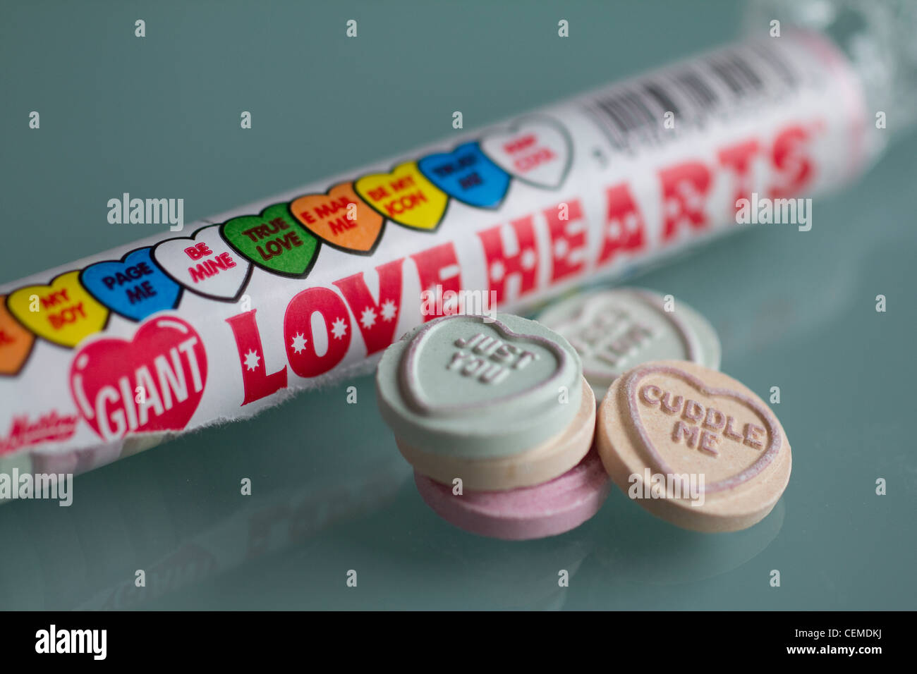 Swizzels Matlow Love hearts, sweets candy wrapper Stock Photo