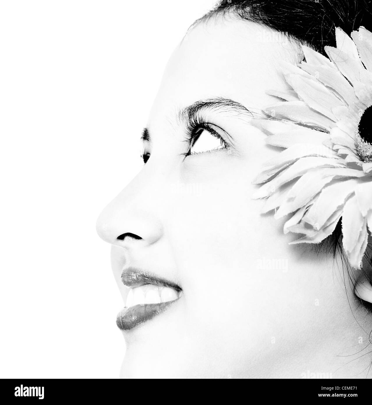 Face Of An Attractive Young Girl In Black And White Stock Photo - Alamy