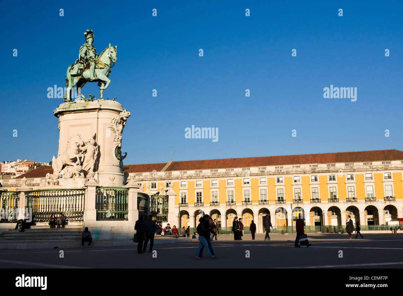 Statue of King José I at Praça do Comércio, Lisbon, Portugal. Stock Photo