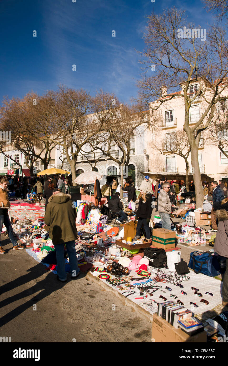 Feira da Ladra, a flea market held every Tuesday and Saturday in Alfama, Lisbon, Portugal. Stock Photo