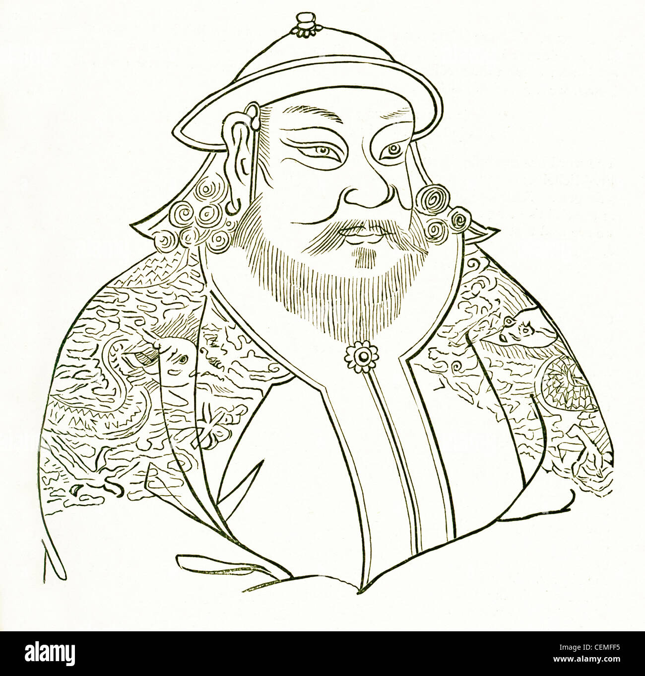 The Mongolian general and statesman Kublai Khan (also spelled Khubilai Khan) was the grandson of Genghis Khan. Stock Photo