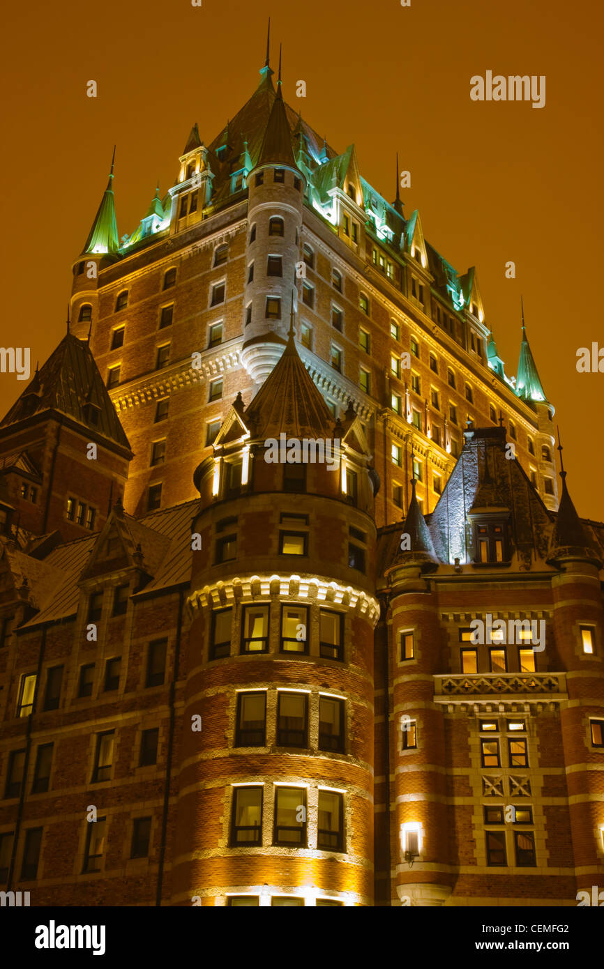 Night View Of Chateau Frontenac Hotel Quebec City Canada Stock Photo   Night View Of Chateau Frontenac Hotel Quebec City Canada CEMFG2 