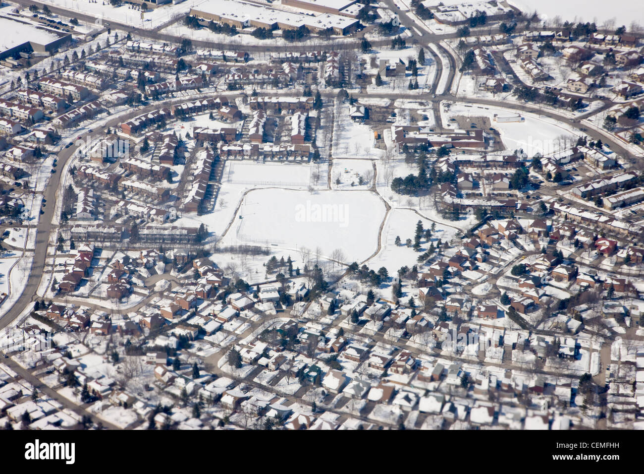 Aerial view of Toronto covered with snow, Toronto, Ontario, Canada Stock Photo