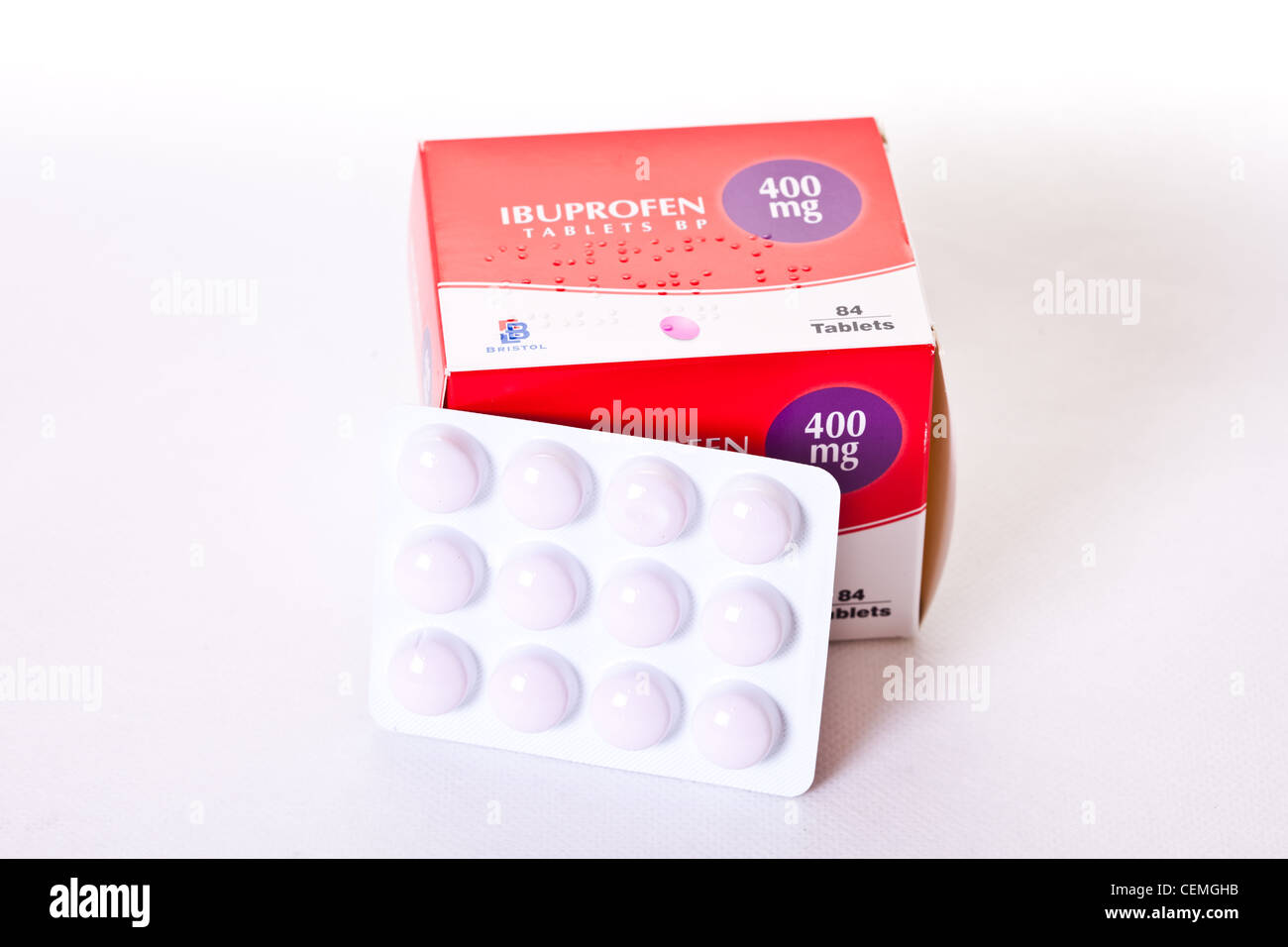 ibuprofen 400mg tablet box and blister pack Stock Photo - Alamy
