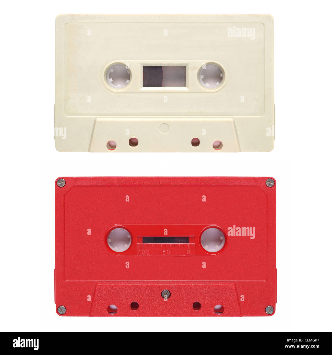tape cassette for audio music recording isolated over white background Stock Photo