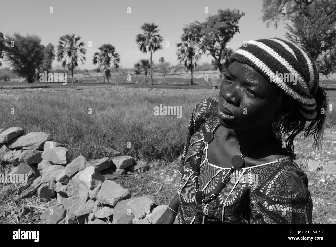 Malian Girl in the Desert, Djenné, Mali. Stock Photo