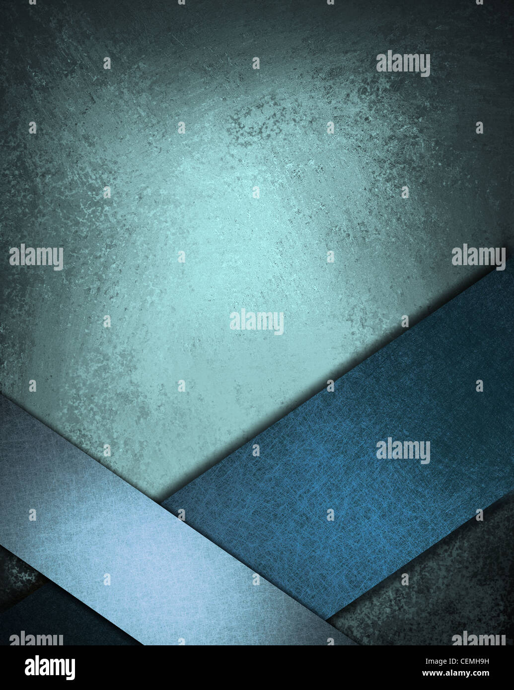 abstract blue material design background layout with diagonal overlapping ribbons and texture Stock Photo