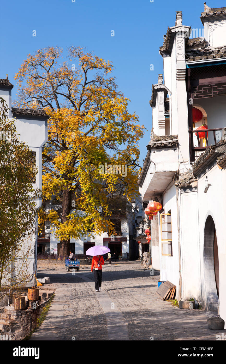 China，Asia，river，scenics，day，water，Chinese Culture，tourism，tree，outdoors，Bridge，Man Made Structure，travel，Anhui Province，people， Stock Photo
