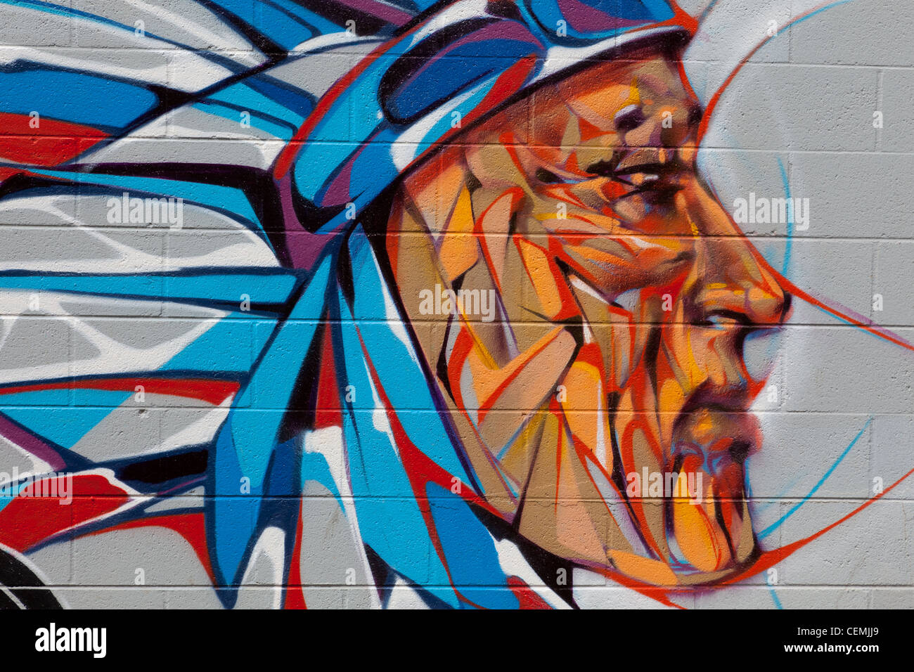 Contemporary street art, Native American Indian Stock Photo