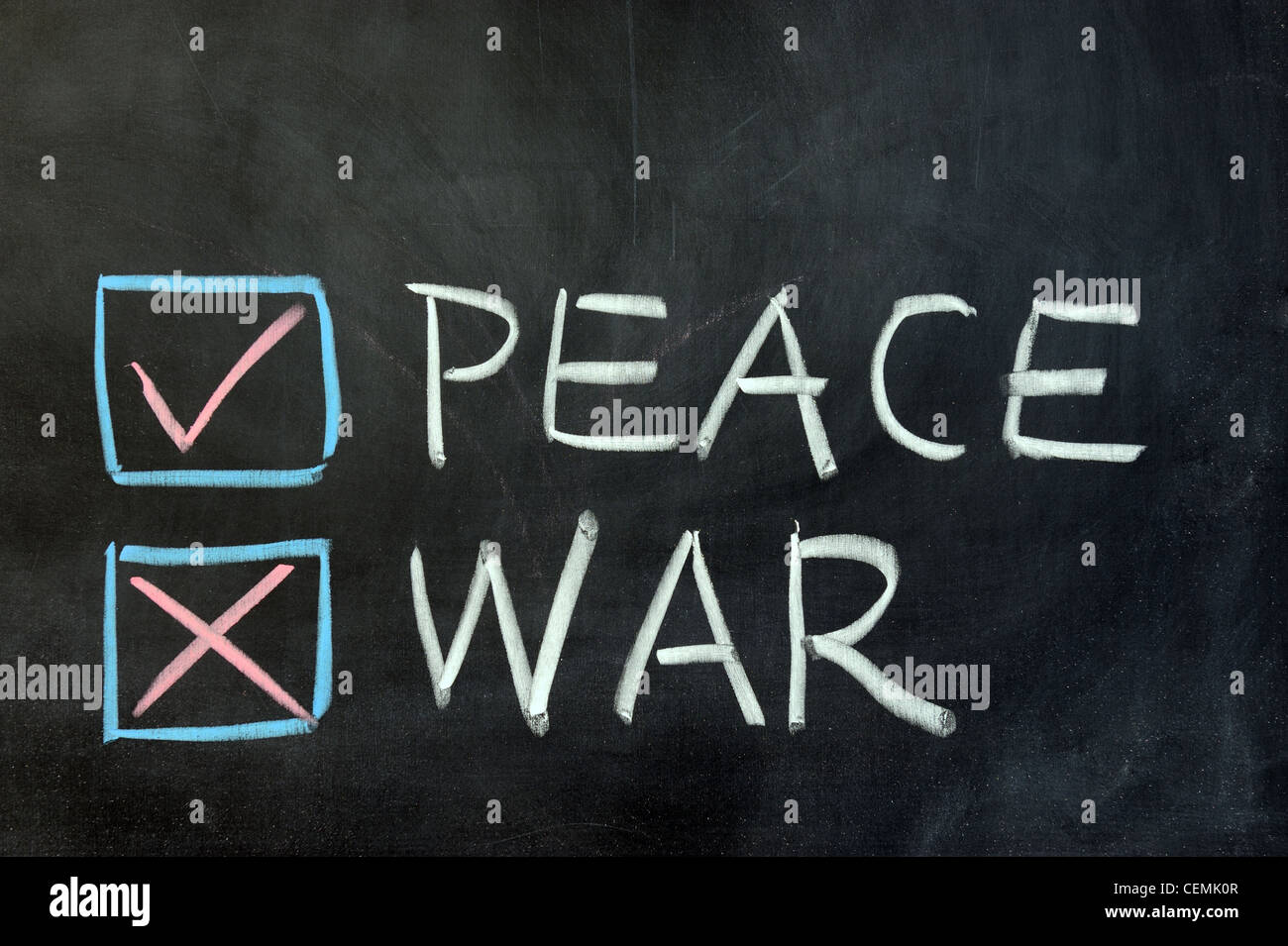 Chalk drawing - choose between peace and war Stock Photo