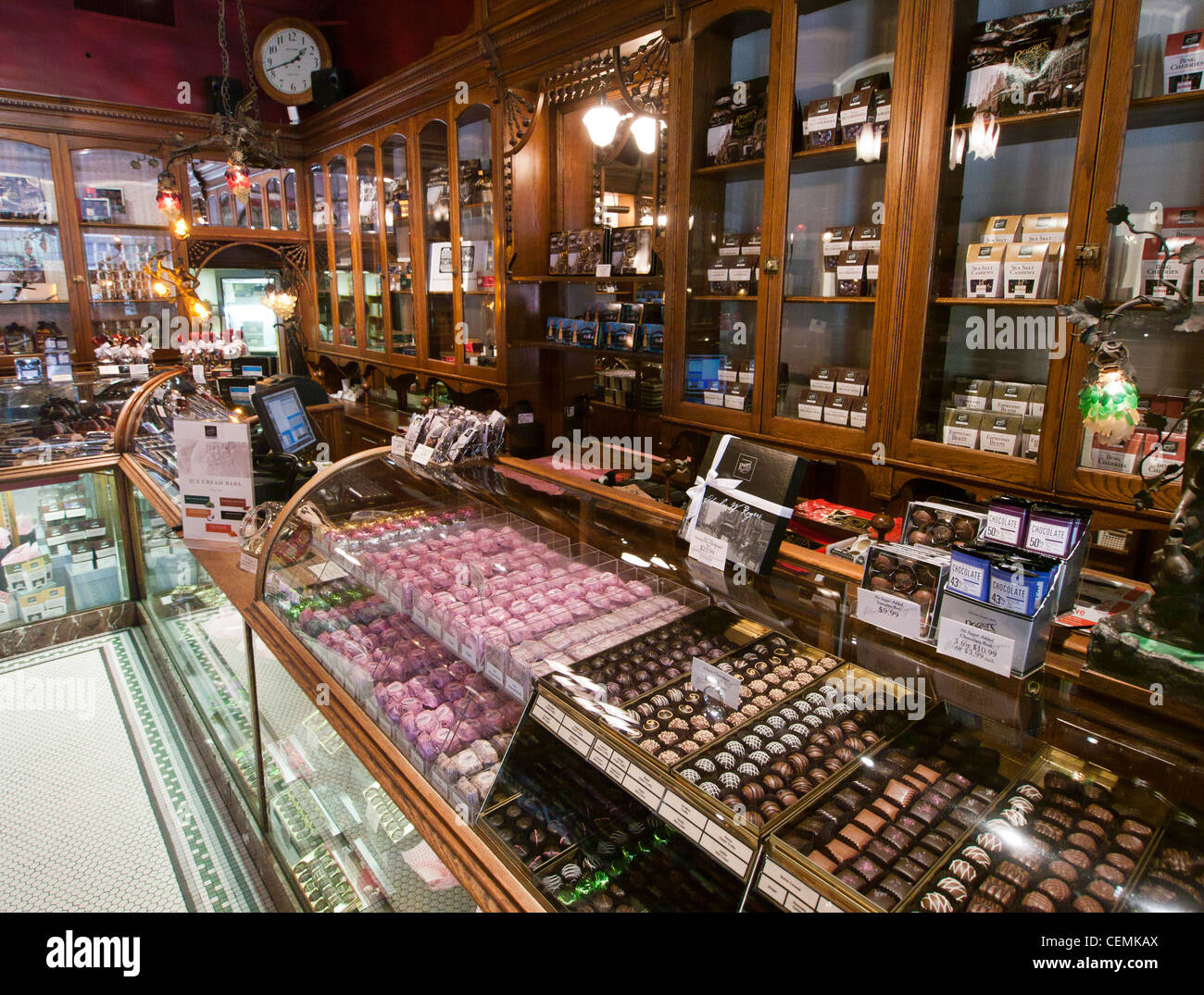 Inside Rogers chocolate shop in Victoria on Vancouver Island in Canada