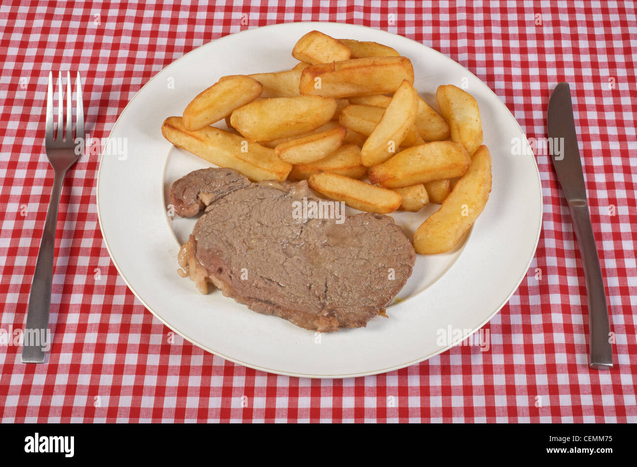 Steak and chips Stock Photo