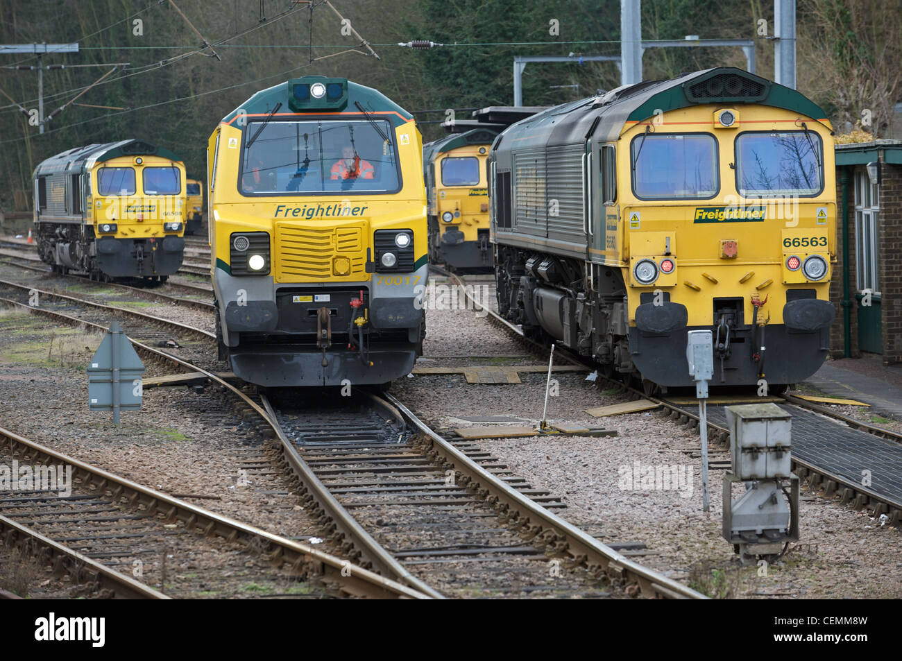 Freightliner Class 70 and 66 diesel locomotives Stock Photo