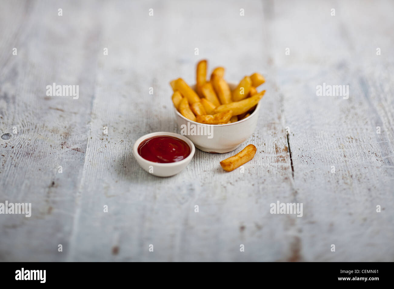 Chips & Ketchup Stock Photo