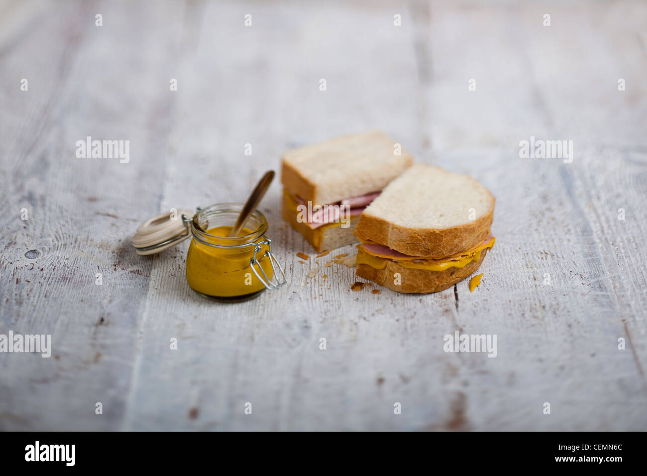 Ham & Mustard Sandwich 2 Stock Photo Alamy
